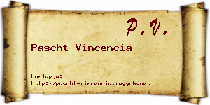 Pascht Vincencia névjegykártya